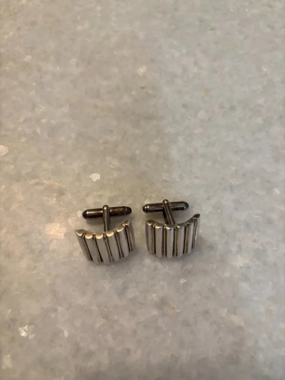 Tiffany & Co. Sterling Silver & 18K Gold Ribbed Cufflinks (Box & Pouch Included)